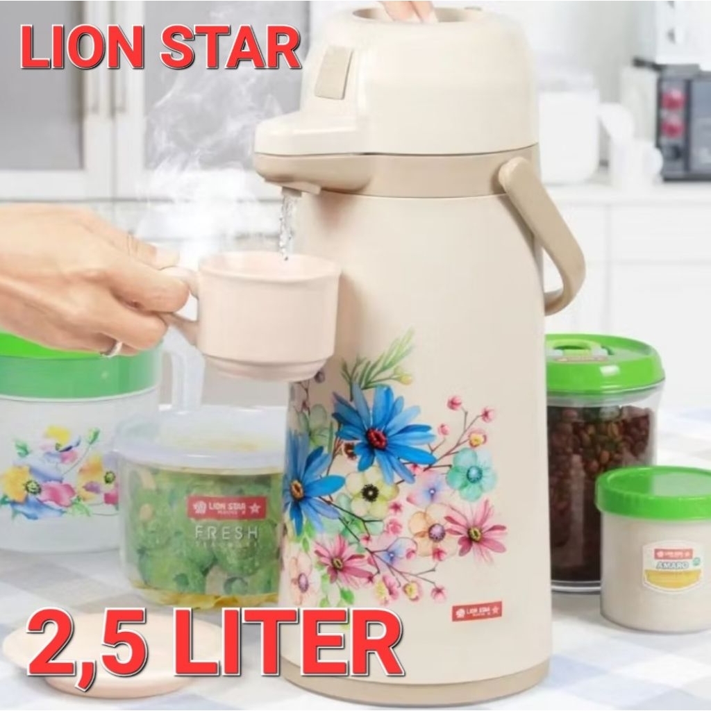 Termos air panas pompa lion star 2,5 liter/termos air panas pencet lion star 2,5 liter/thermos air p