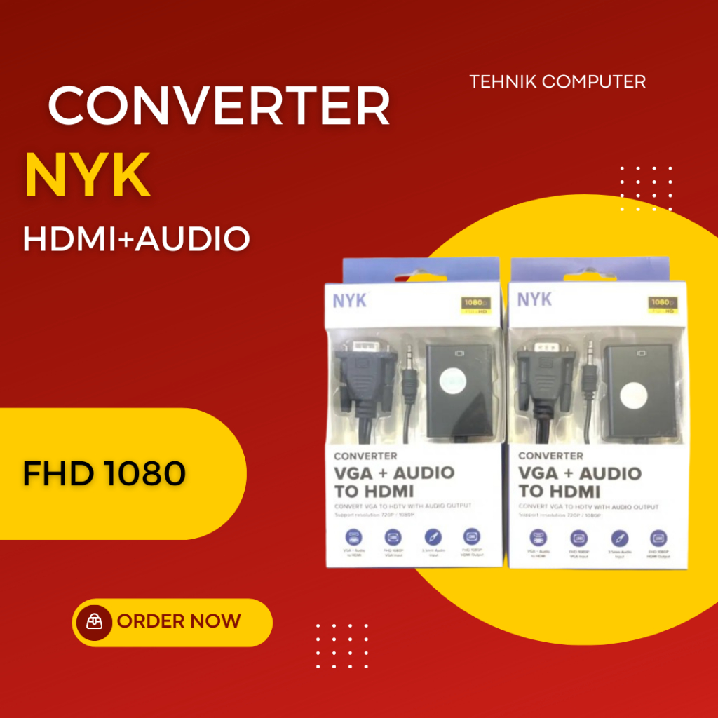Converter NYK VGA TO HDMI+AUDIO FHD 1080