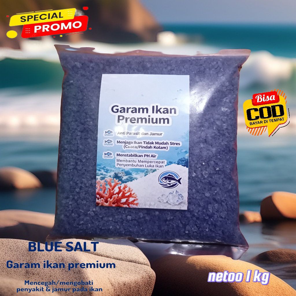 GARAM IKAN BIRU 1KG (METHYLENE BLUE) Super premium efektif mengobati&mencegah penyakit/ jamur  pada 