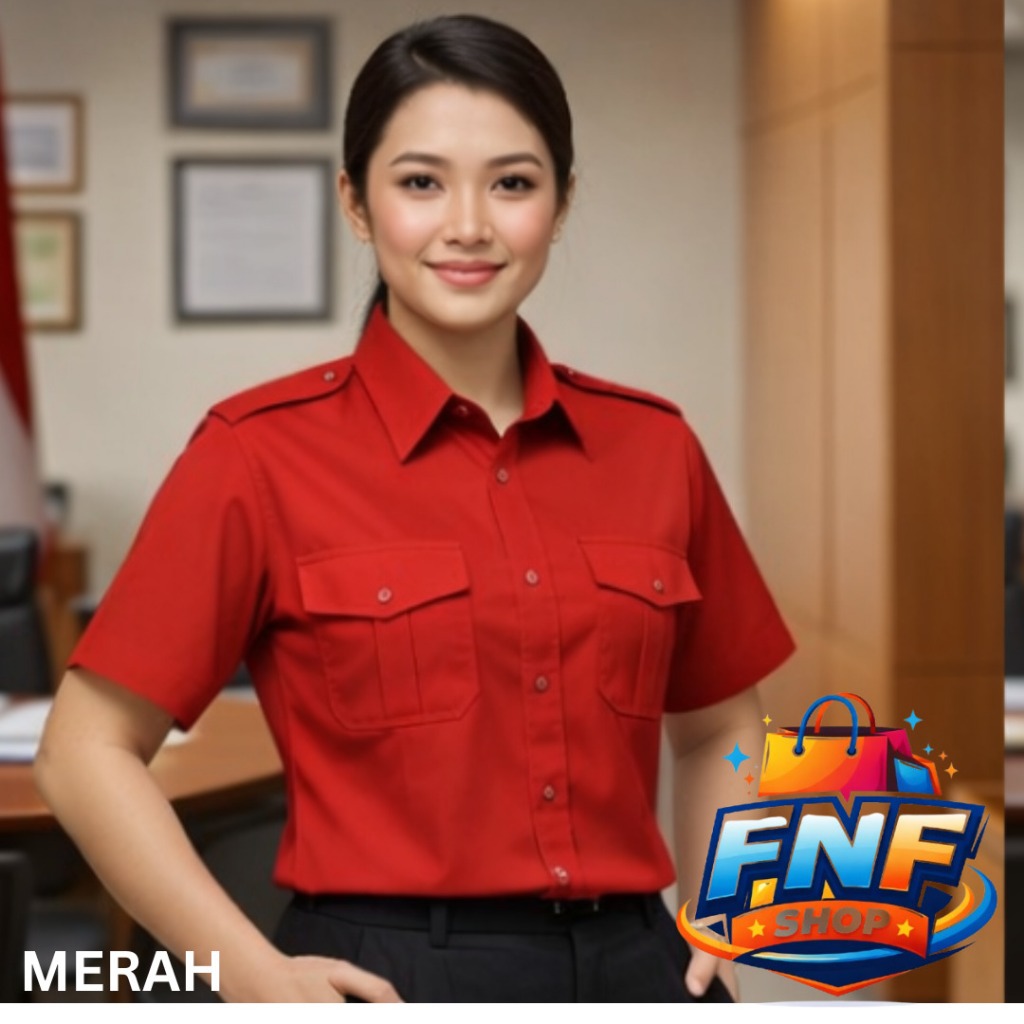 Baju PDH Putih Pria Wanita Lengan  Pendek dengan Bahan katun oxsfor