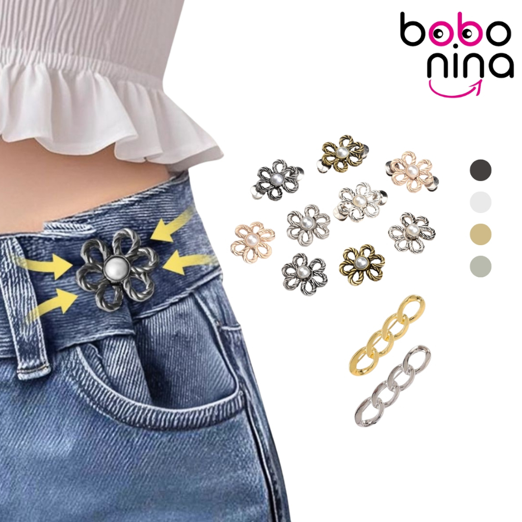 Ninabobo RM005 Pengait Celana Kebesaran Kancing Tusuk Logam Pengecil Jeans Longgar Pinggang
