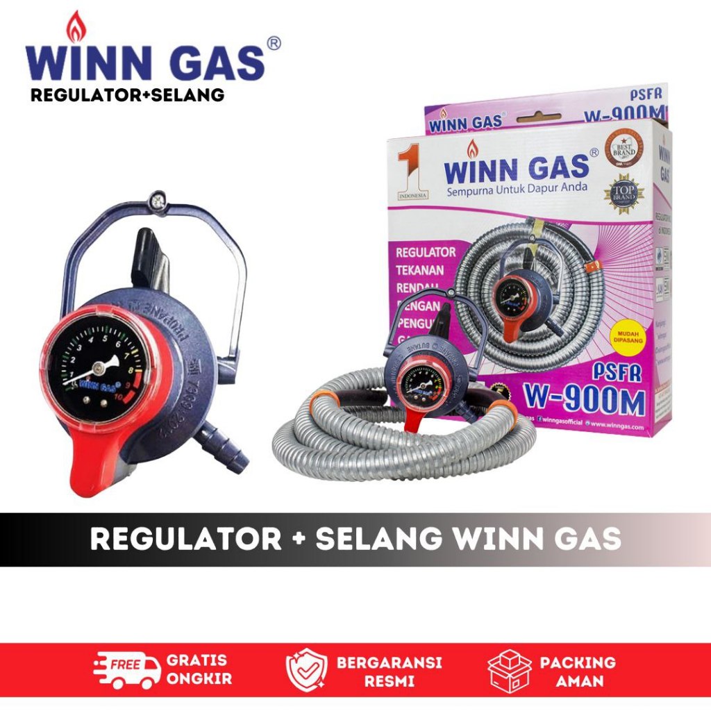 REGULATOR WINGGAS PSFR W 900 METER Paket Selang Flexible W900M Double Lock System Winn Gas PSFR W900