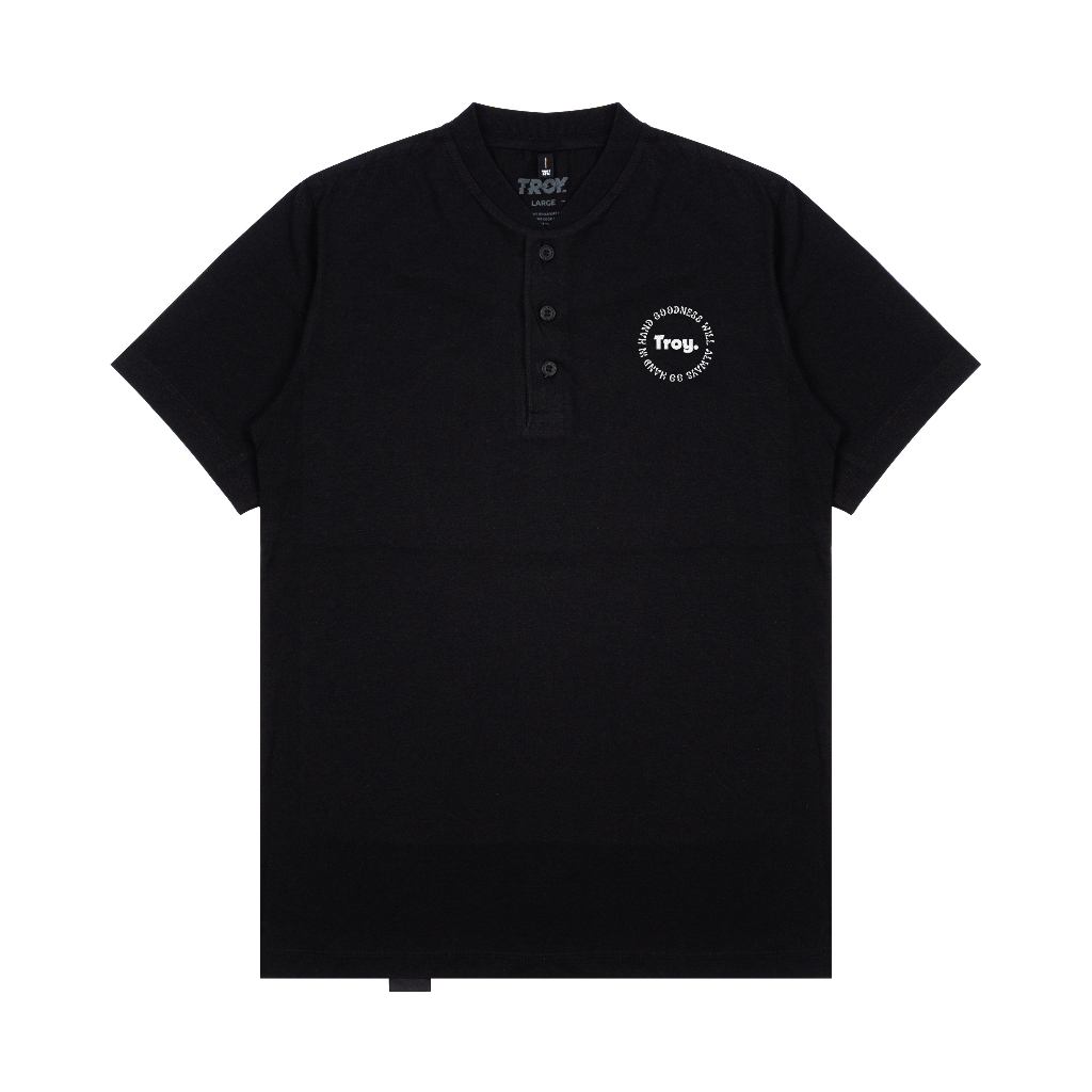 Troy Company Baju Koko Pria Hitam Lengan Pendek Kerah Shanghai Invocation KKD 3018