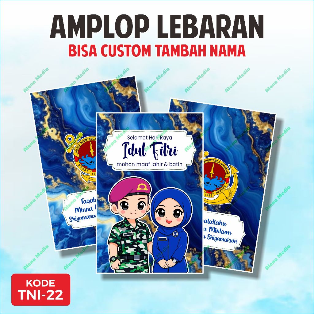 [ISI 10 BIJI] TNI.22 - Amplop Idul Fitri MARINIR TNI AL JALASENASTRI TNI AL | Amplop Lebaran Custom 