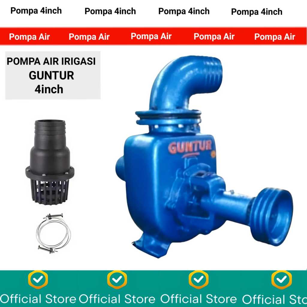 GUNTUR GTO-4L Pompa Air Irigasi 4 inch / Lengkap Unit Pompa, Saringan, Kleman