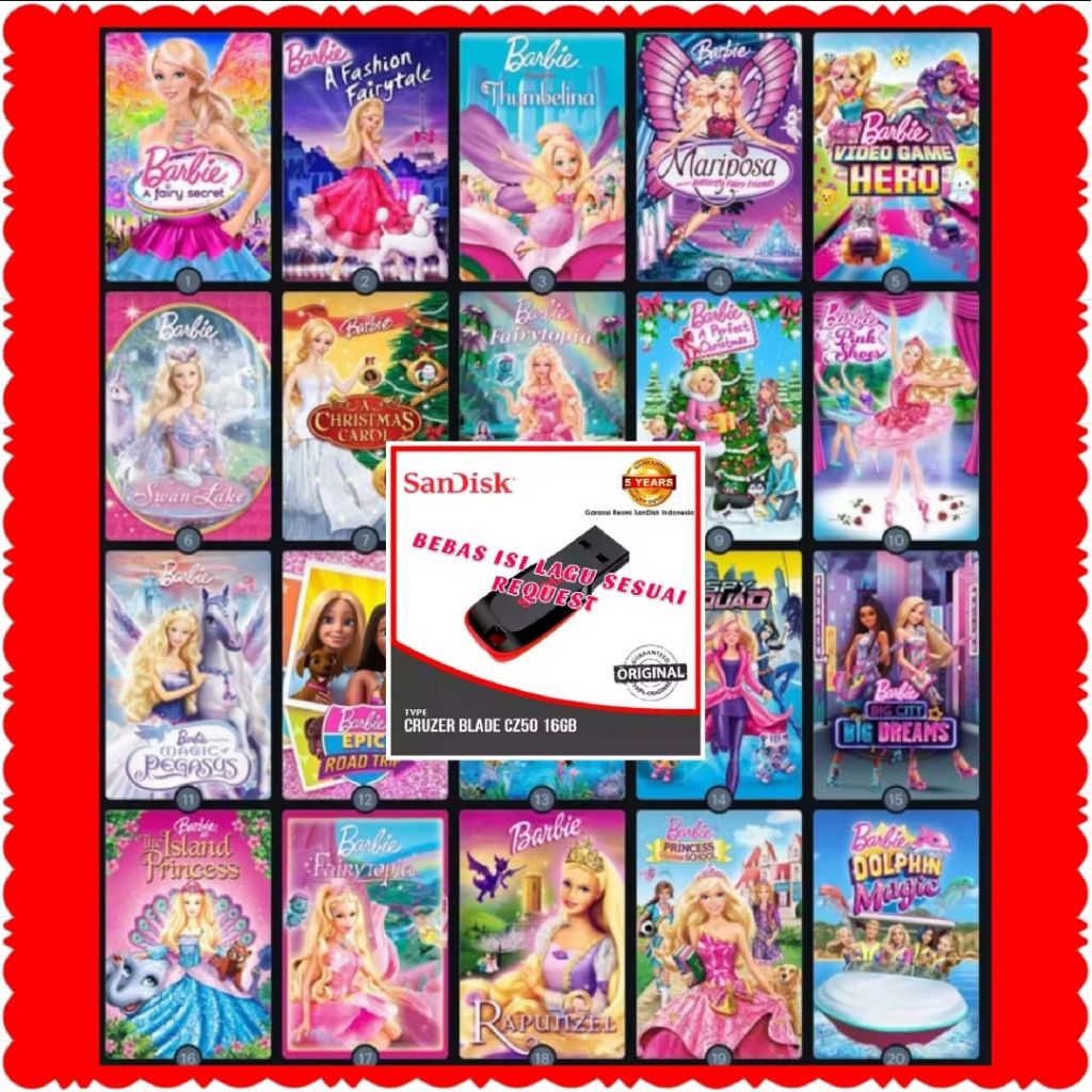 FLASHDISK ISI LAGU FILM BARBIE DUBBING BAHASA INDONESIA-FLASHDISK FILM BARBIE-FLASHDISK FILM KARTUN