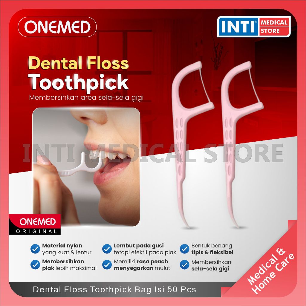 Onemed | Refill Dental Floss Toothpick Bag Isi 50 Pcs | Benang Gigi