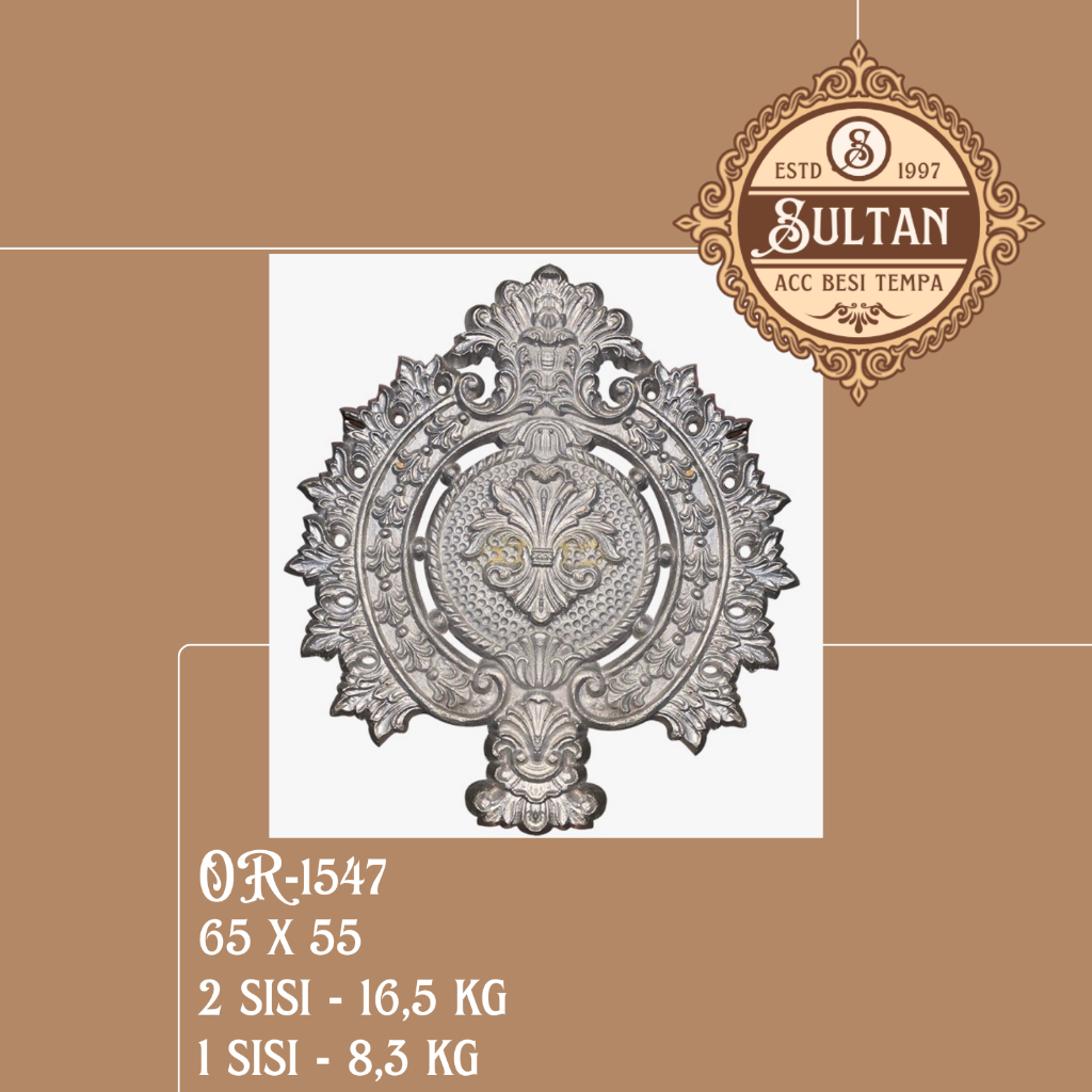 Sultan Besi Tempa / OR-1547 / Ornamen Daun Besi Tempa / Ornamen Pagar Besi Klasik / Aksesoris Besi T
