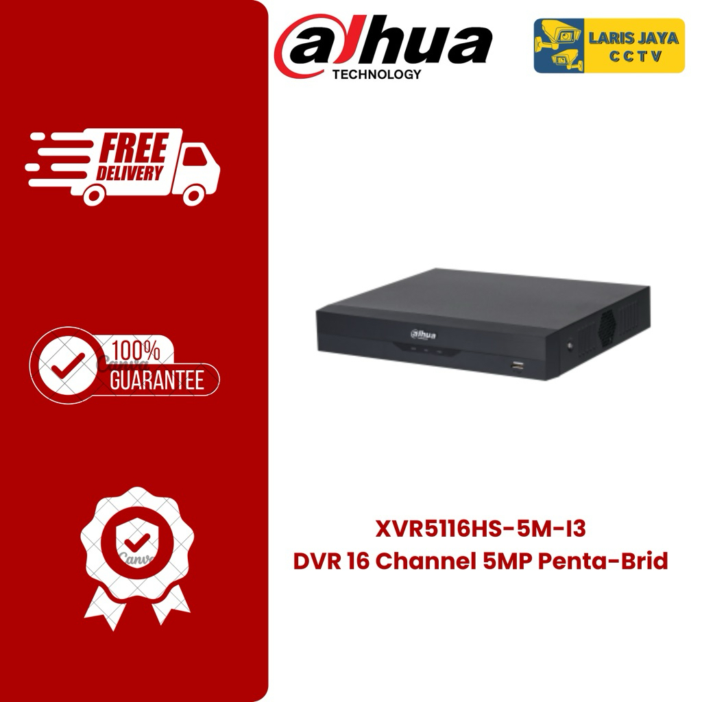 DVR DAHUA 16CH 16 Channel XVR5116HS-5M-I3 UP TO 5MP