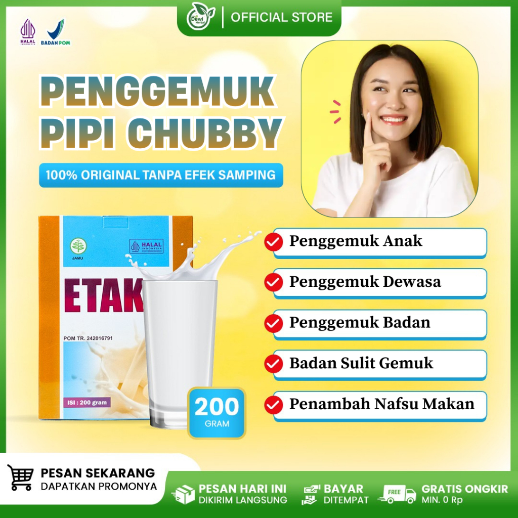 Susu Penggemuk Pipi Chubby, Badan Sulit Gemuk, Penambah Nafsu Makan Anak Dan Dewasa