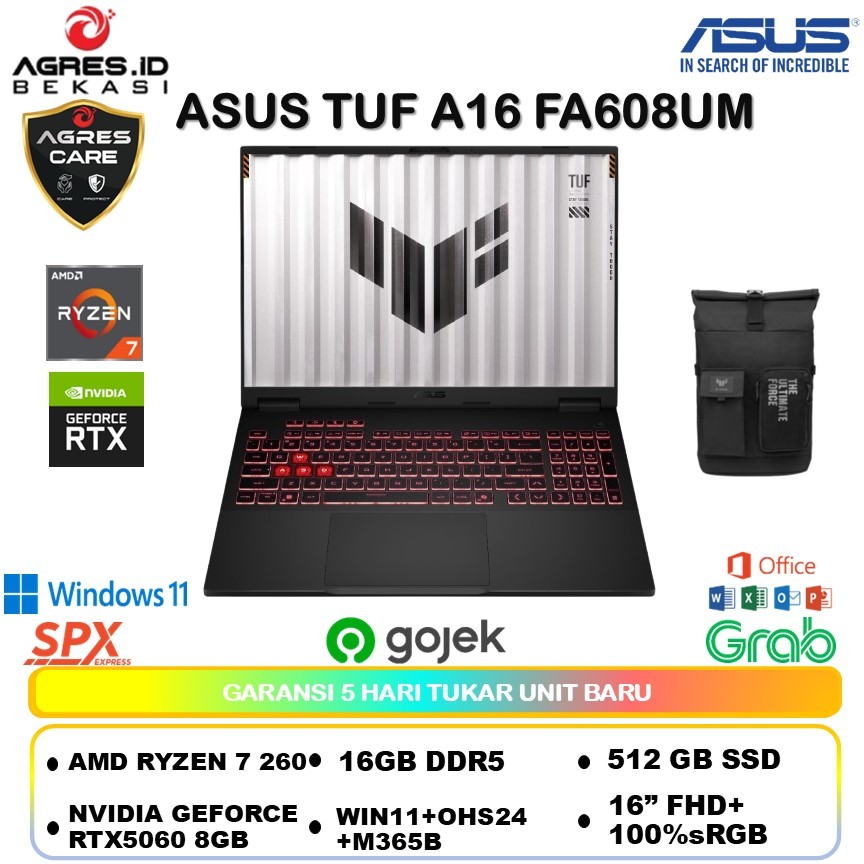 ASUS TUF A16 R7N56G6G Amd Ryzen 7 260 RTX5060 8GB (16/512GB) 16WQXGA 100%sRGB