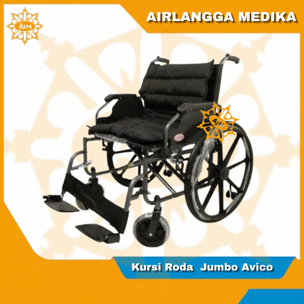Kursi Roda Avico Jumbo Hitam Deluxe 150kg