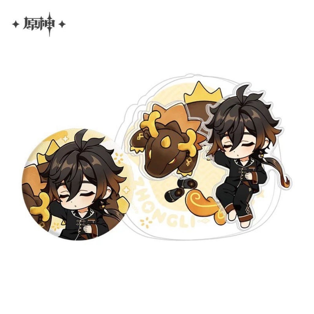 [READY] Genshin Impact Official - Zhongli Plush Badge, Zhongli Acrylic Shaker