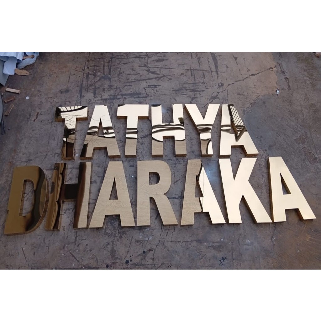 Huruf Timbul 3D Stainless Gold