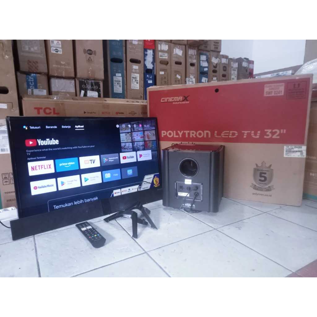 ANDROID TV LED POLYTRON SOUNDBAR 32 INC HD BLUETOOTH NETFLIX YOUTUBE (7199r)