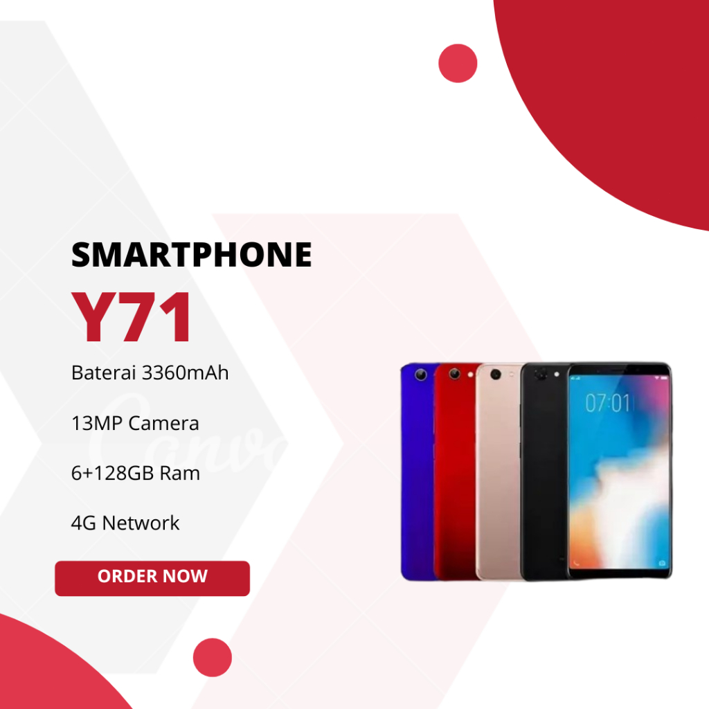 HP SMARTPHONE ADROID VIVO Y71 RAM 6GB/128GB CAMERA 13MP, LAYAR 6.0 INCH, BERGARANSI 12 BULAN