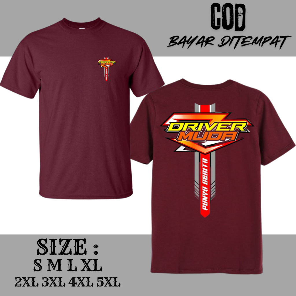Promooo  Kaos Driver muda warna merah maroon bahan cotton 24s