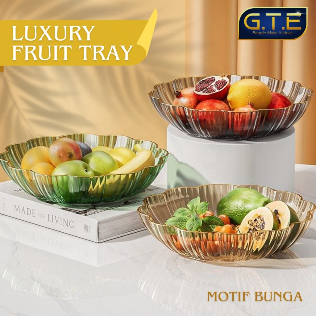 BI || Piring Hias/ Piring Buah Transparan/ Piring Makanan Penutup Permen Kristal Transparan Wadah Pi