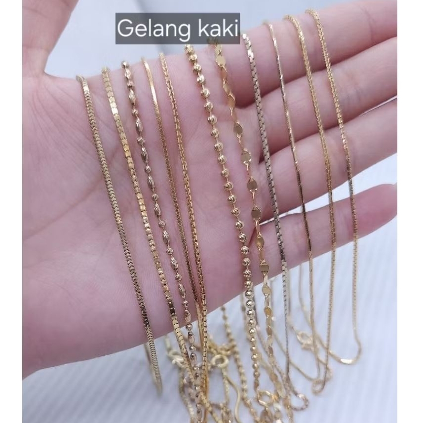 GELANG KAKI VARIASI ,GELANG KAKI PERAK ASLI LAPIS MAS 24 K(BISA JUAL KEMBALI)