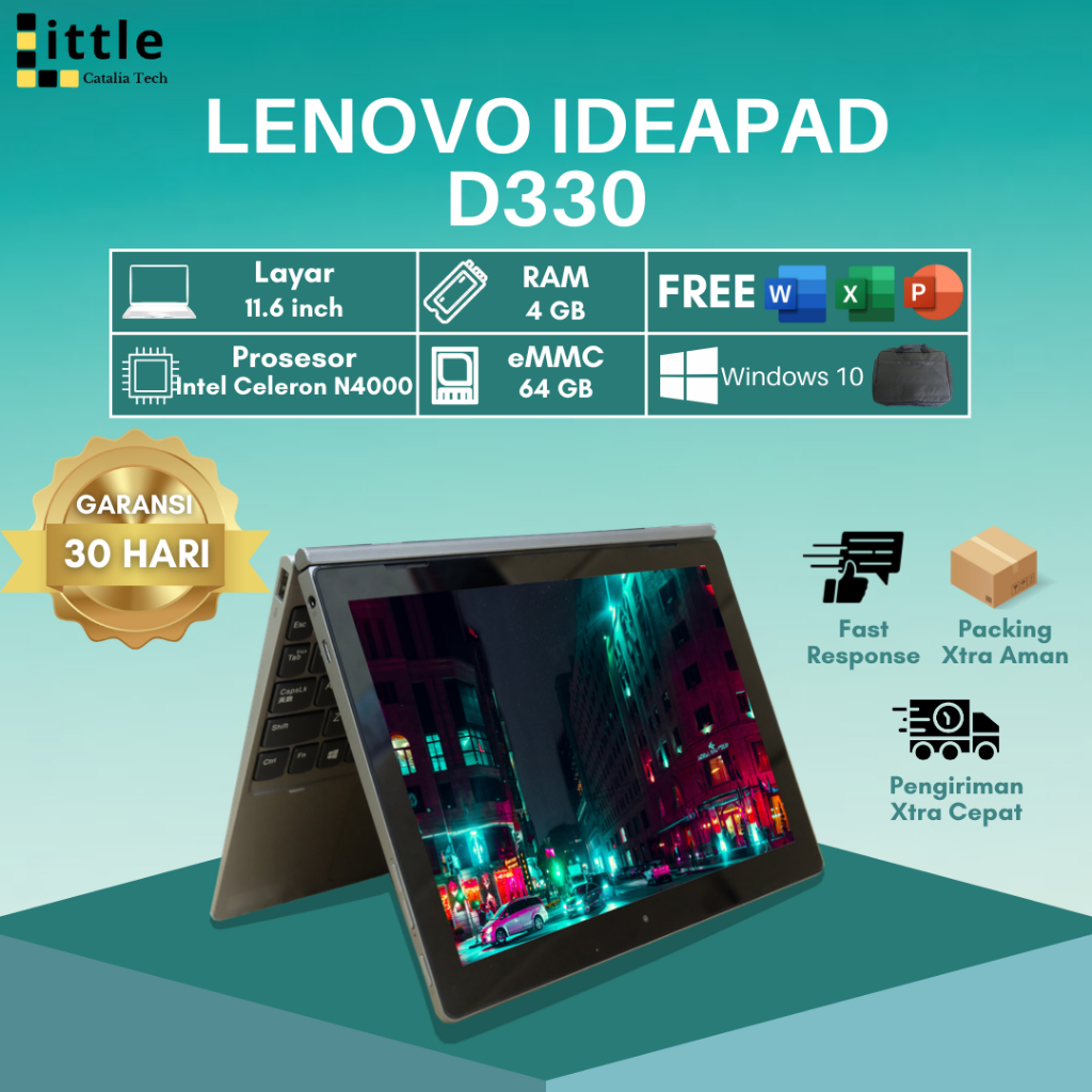 Lenovo Ideapad D330 2in1 Touchscreen Intel Celeron N4000 Murah Begaransi