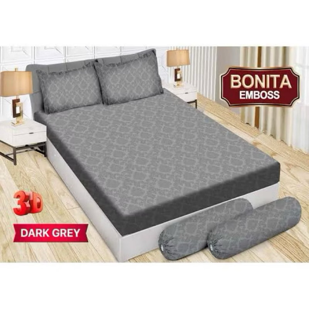 SPREI BONITA EMBOSS UKURAN 180x200 - POLOS TEBAL [COD]