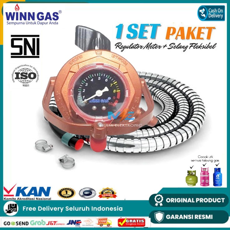 Regulator Gas Anti Bocor WINN GAS W 800 M GOLDEN VIST Pengunci Ganda ORI BERGARANSI