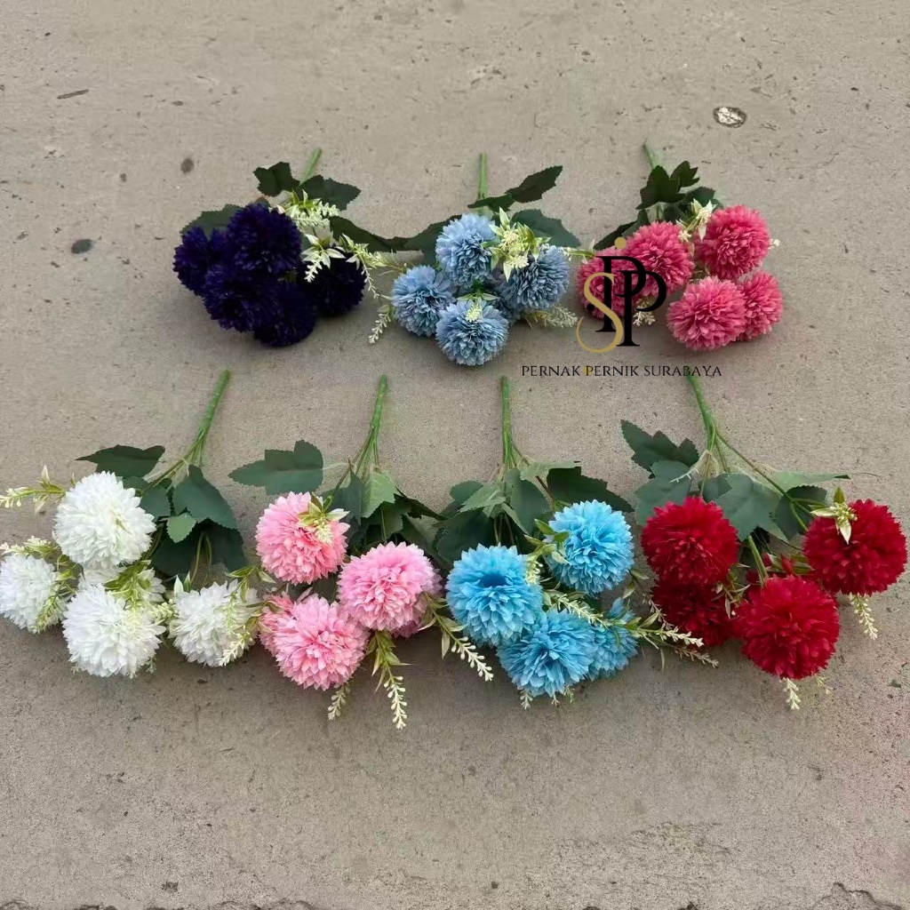 PPS - POM POM X5 BUNGA PALSU POM POM PING PONG ARTIFICIAL FLOWER DANDELION HIASAN RUMAH VAS BUNGA RU