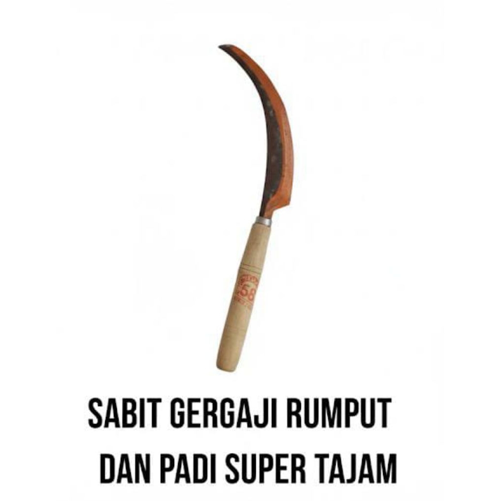Sabit Gergaji Rumput & Padi Baja Isen Super Tjam - Arit Pemotong Rumput Multifungsi Gagang Kayu Kuat