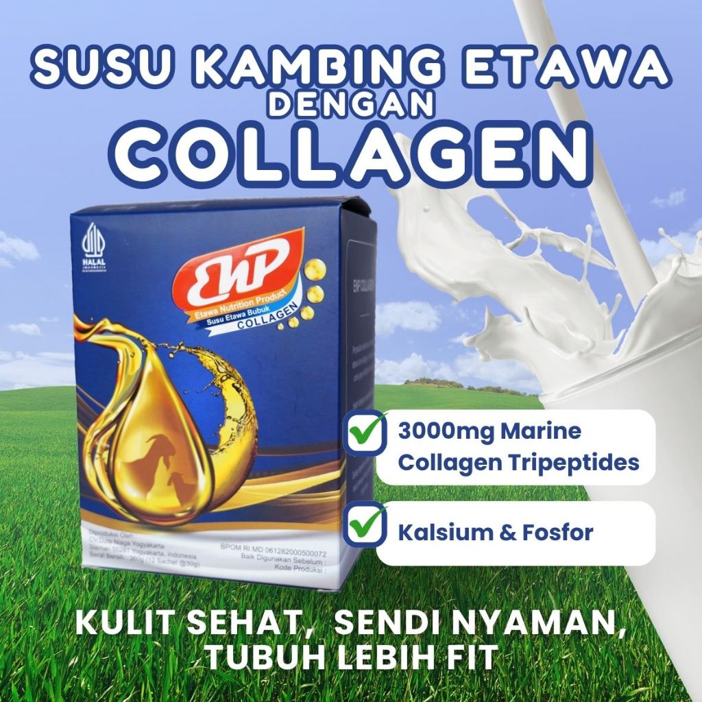 ENP Collagen | BPOM HALAL Susu Kambing ETAWA Collagen Tripeptides Rendah Lemak untuk Kesehatan Kulit