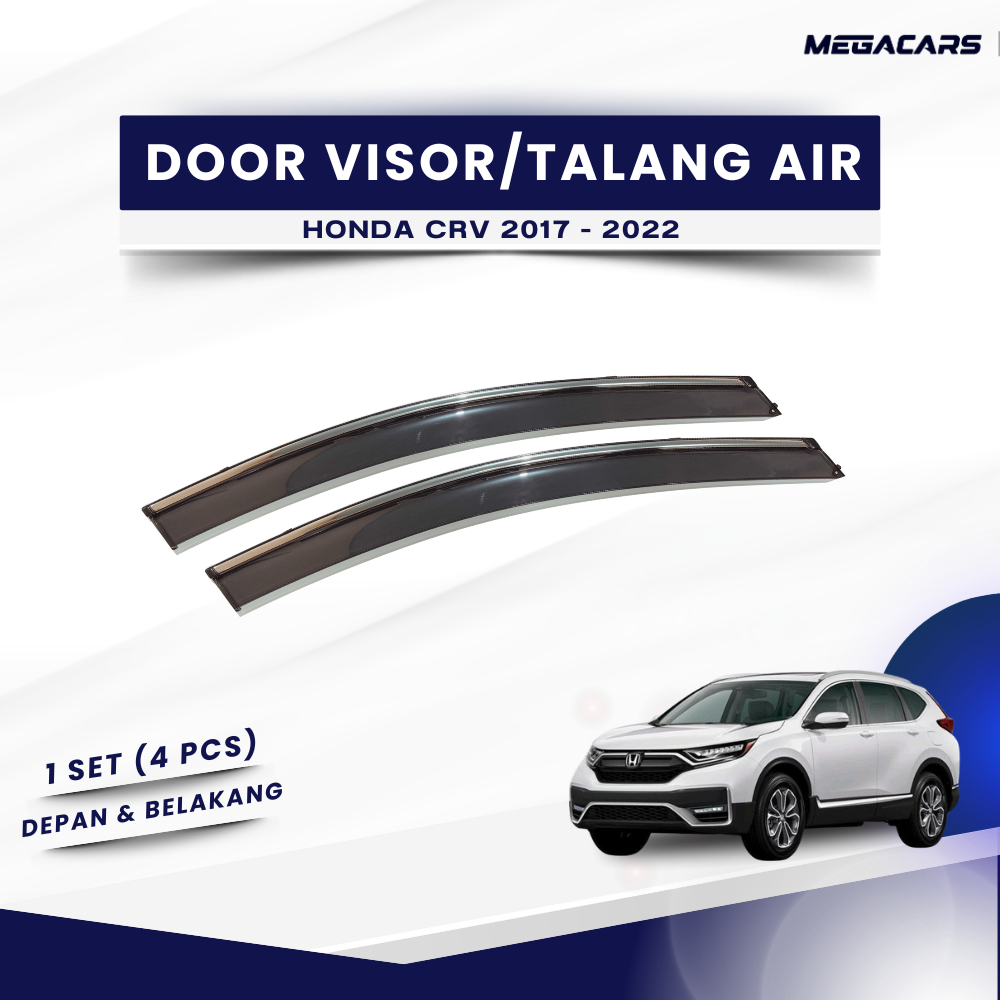 Megacars Door Visor Mobil Honda CRV 2017 - 2022 With List Chrome Talang Air Injection CRV