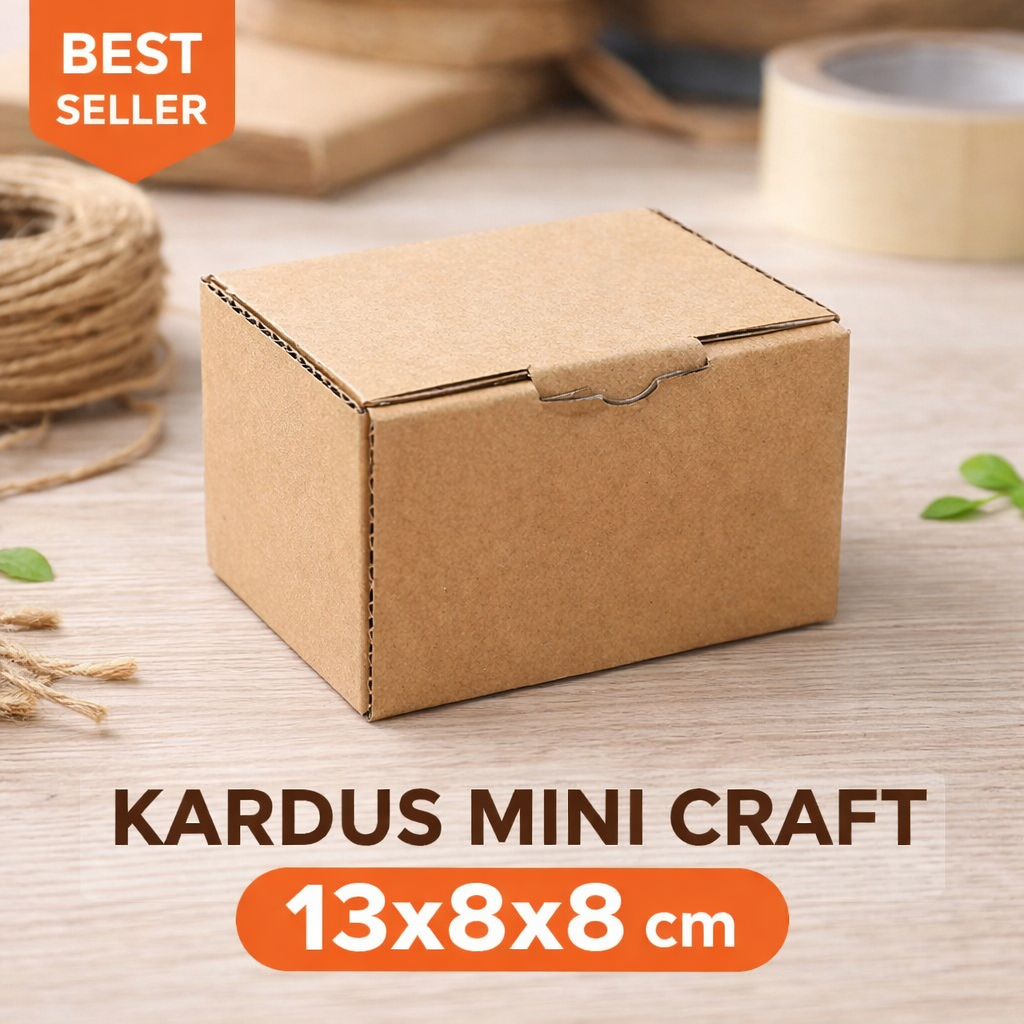 Kardus Box Packing Polos 13x8x8cm - Corrugated Single Wall Premium, Warna Coklat, Polos