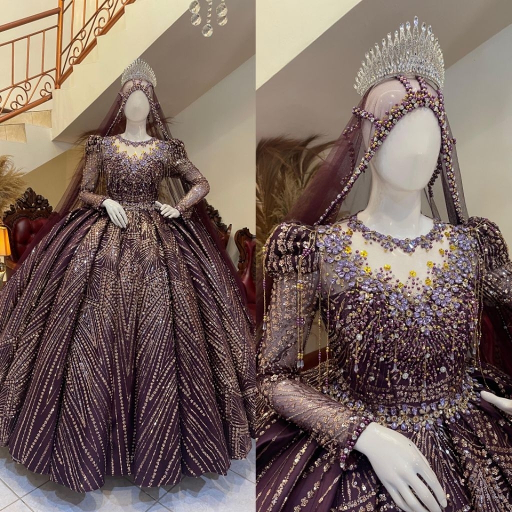 Gaun pengantin muslimah | Gaun pengantin wedding | Gaun pengantin mewah elegan | Gaun pengantin