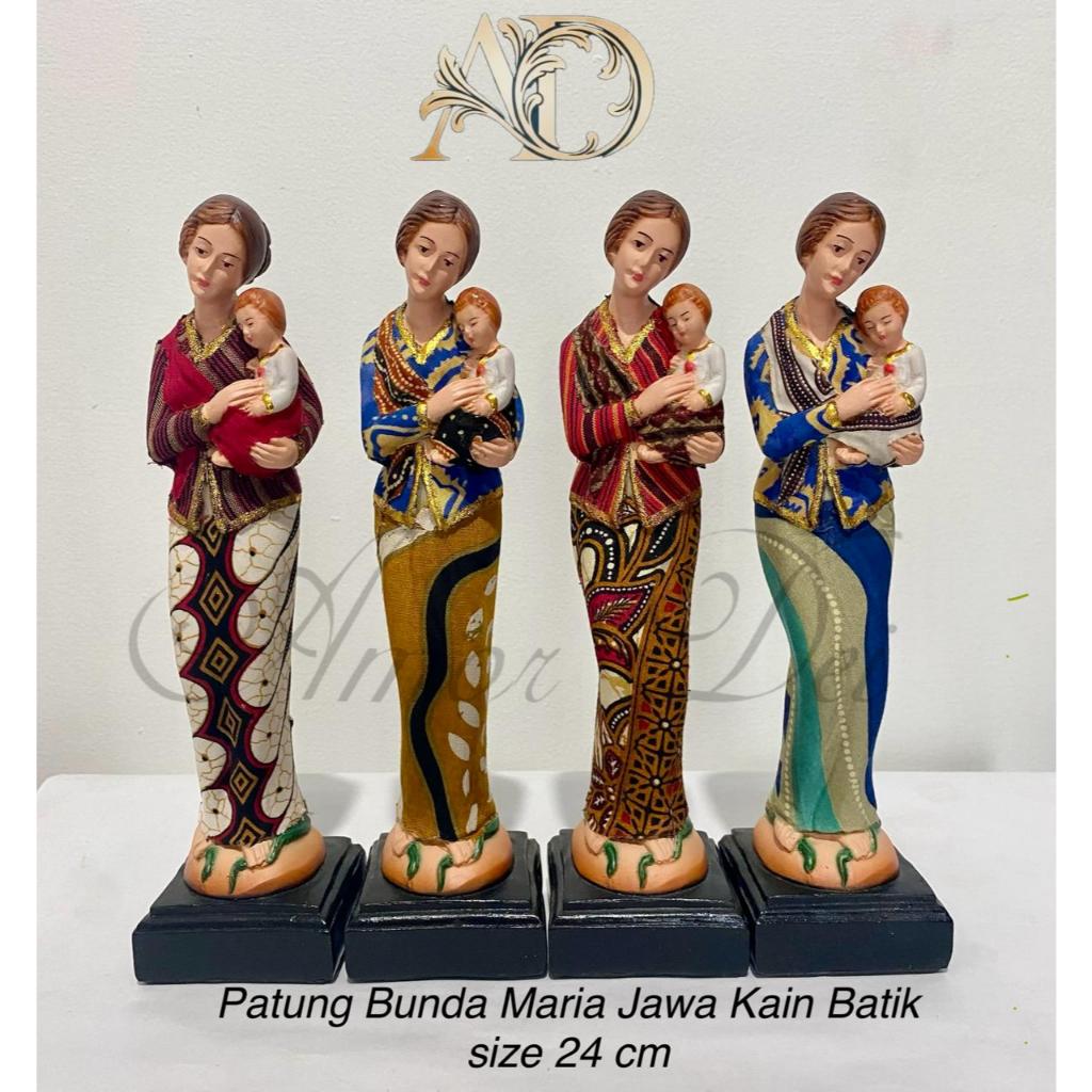 Patung Bunda Maria Jawa Batik Kain Kebaya ukuran 24 cm