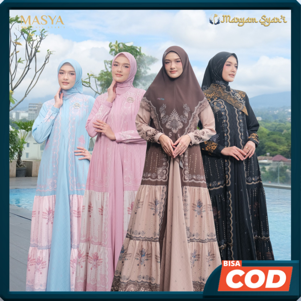 Set Gamis Dress Syari Dobby Jacquard Bisa Request Gamis Ceruty Babydoll Couple Terbaru Ayla Masya Sy
