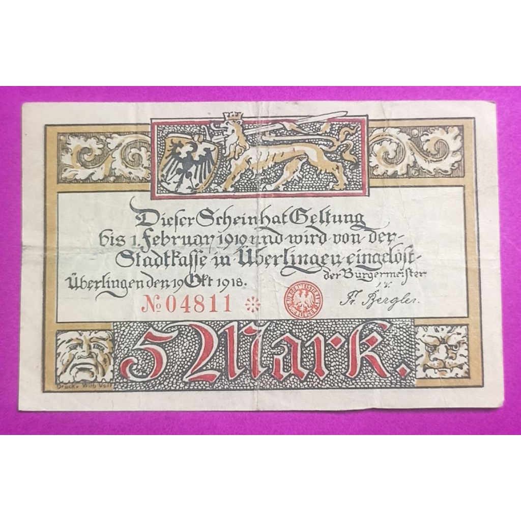 UANG NOTGELD JERMAN 5 MARK