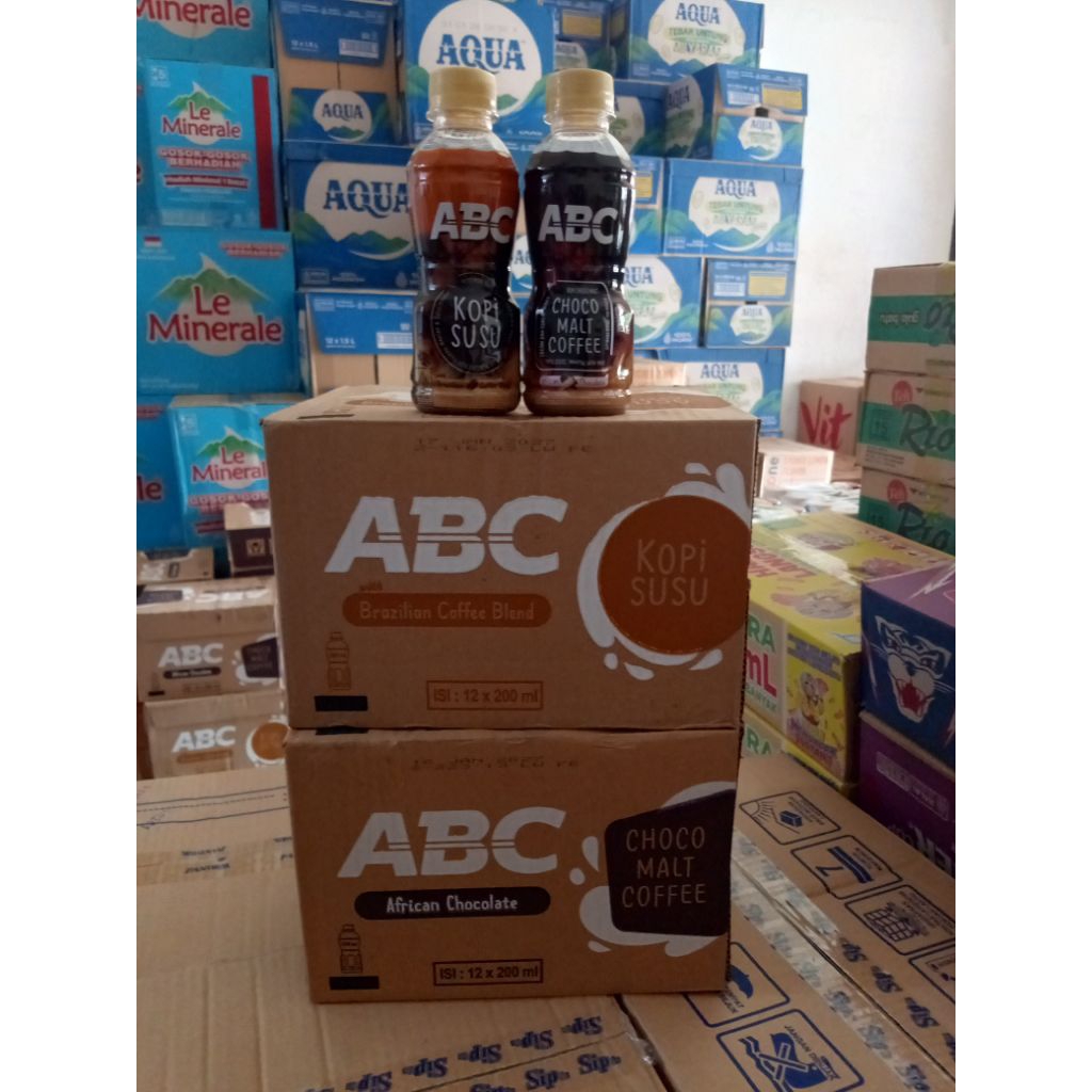 KOPI ABC SUSU BOTOL 1 DUS ISI 12 @200ML Rasa Choco Malt & Kopi Susu