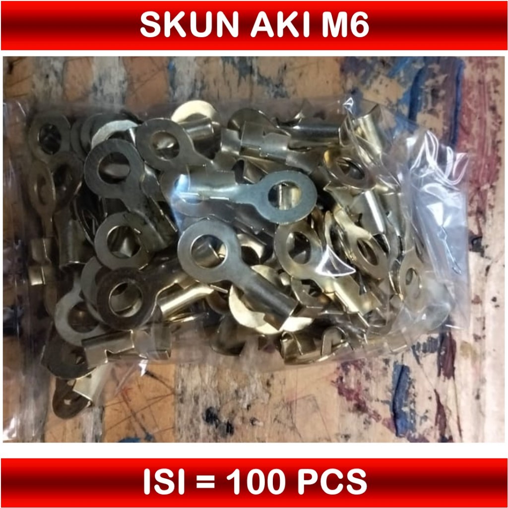 (100 pcs Harga Grosir) Skun aki bulat M6 kabel kecil /skun terminal massa aki