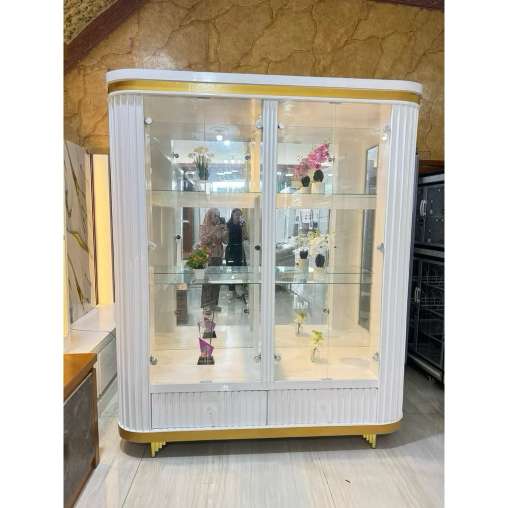 Lemari Hias 4 Pintu / Bupet Kaca / Bupet Hias Kaca / Bupet Kaca Estetik