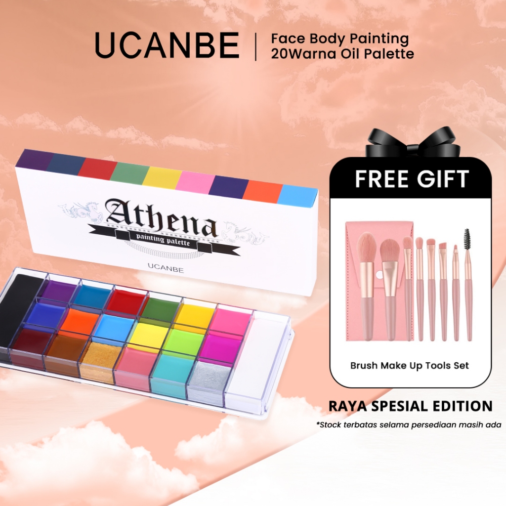 UCANBE ORIGINAL Athena Face Body Painting 20Warna Oil Palette Cat Wajah Profesional Halloween Makeup