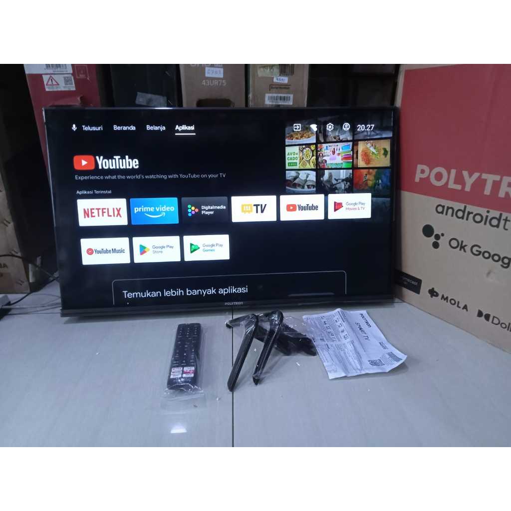 TV LED Polytron 32 inci HD Android TV YouTube Netflix Digital TV Kondisi bekas pemakaian masih segel