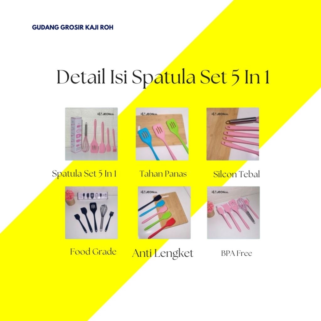SPATULA SILIKON 5 IN 1 ALAT MASAK SUTIL KOCOKAN SCRAP SILICONE - SPATULA 5 IN 1