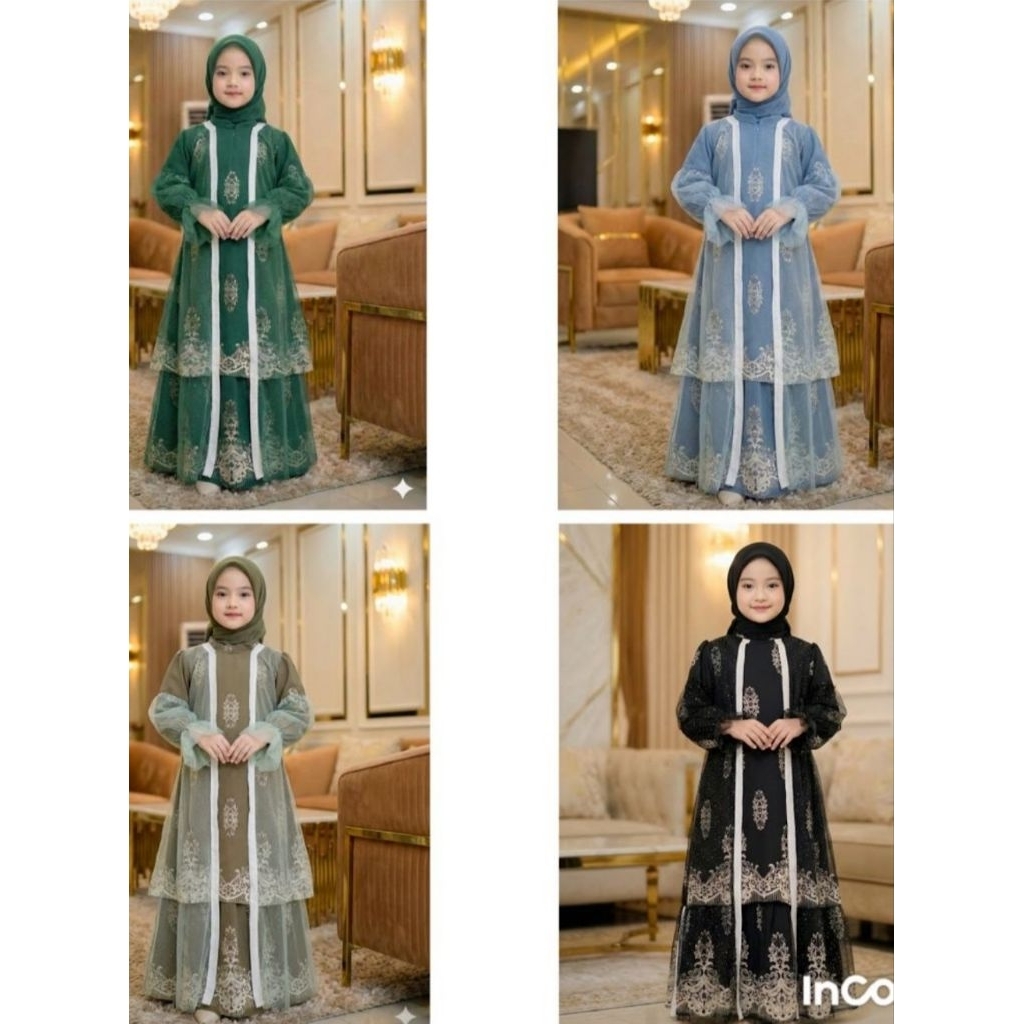 TERLARIS GAMIS ANAK SULTAN CERUTY BABYDOLL MELAYU UMPAK SET HIJAB ANAK PEREMPUAN USIA 4-11 TAHUN