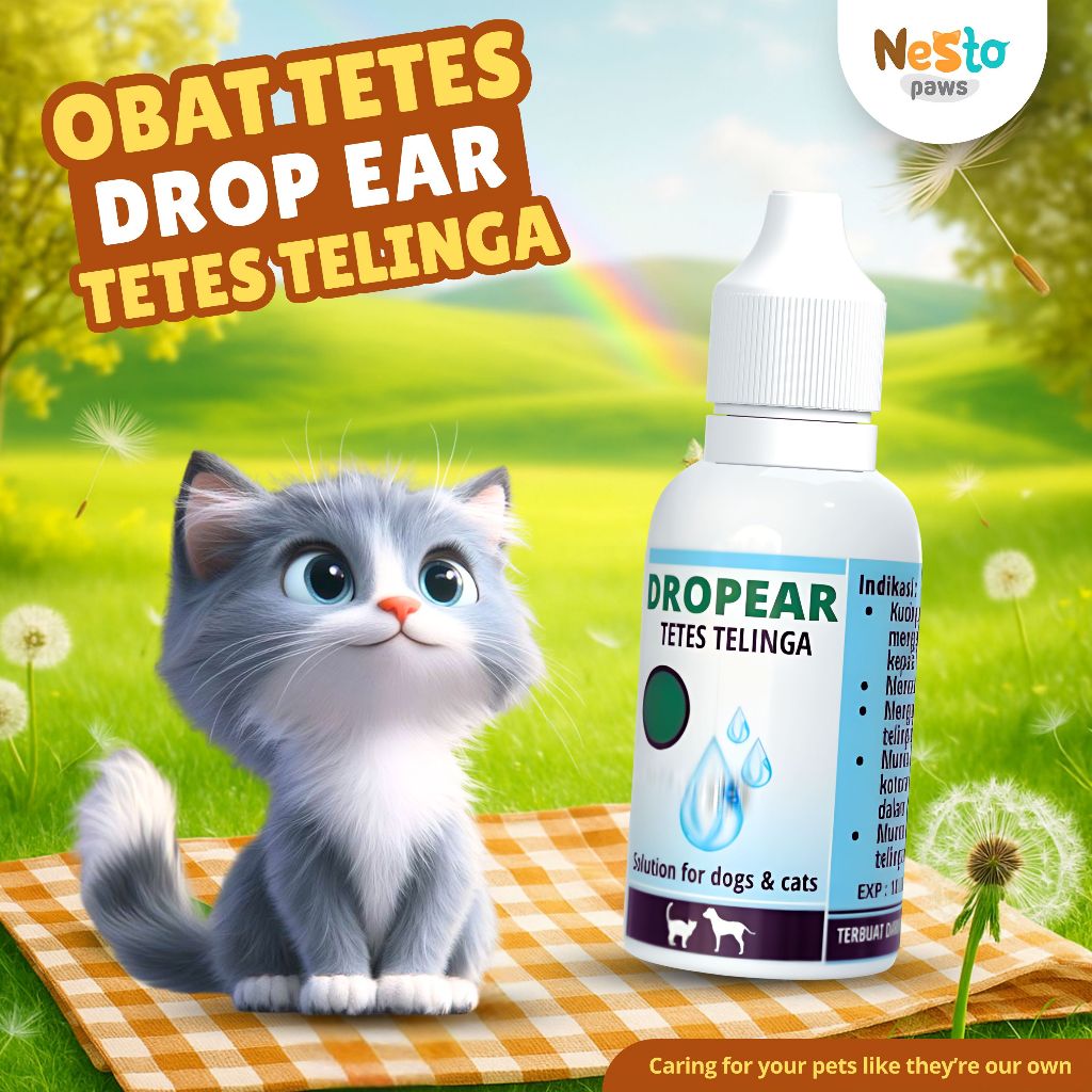 Obat Tetes Telinga Kucing Drop Ear 10ml Ampuh Atasi Congek Berair Infeksi Gatal Nestopaws