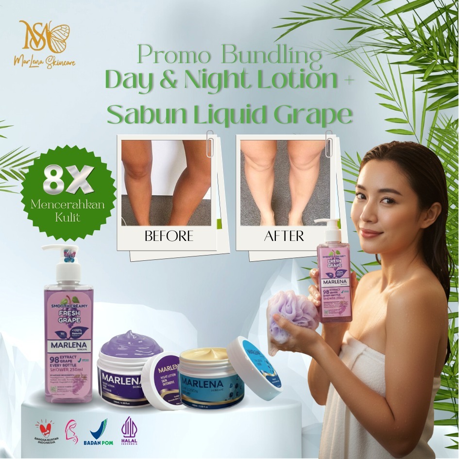 Paket HB Albino Marlena Super whitening ( Day Luxury & night grape high dose + Sabun Liquid Grape )