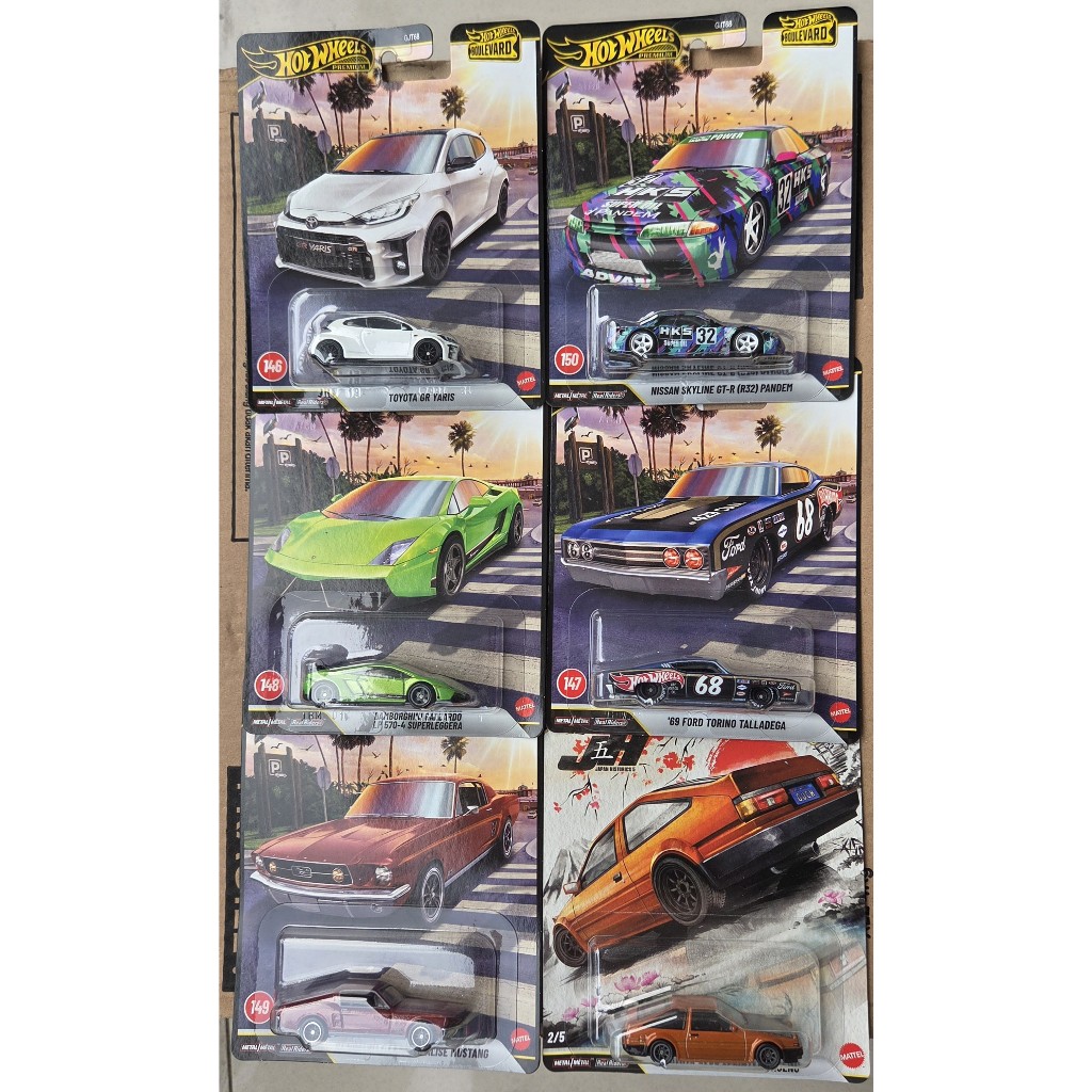 Hot Wheels Premium Boulevard 2026 - Toyota Yaris, Nissan Skyline HKS Pandem, Lamborghini Gallardo, 6