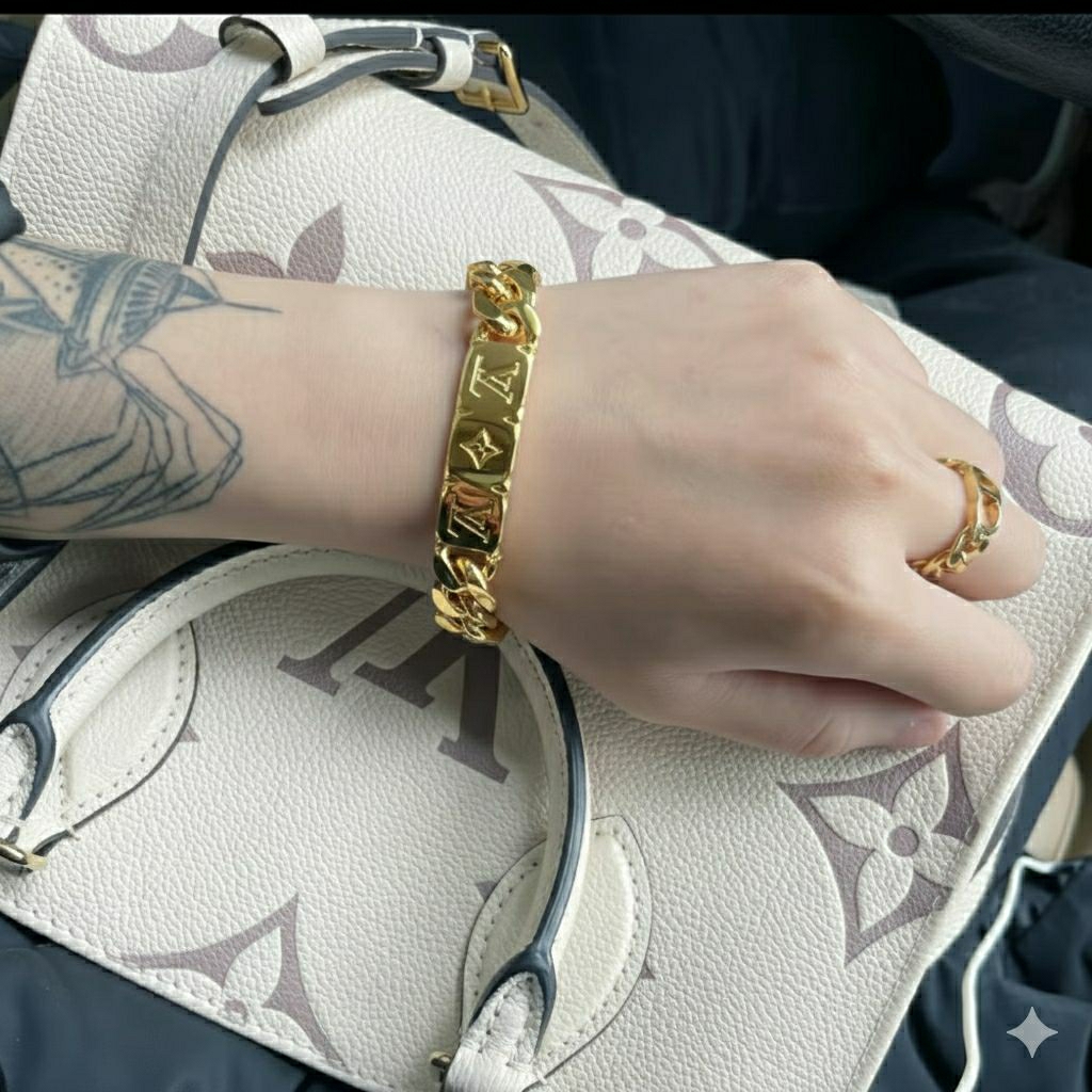 Gelang Lvi Emas Pria Gelang Cowok Gelang Mono Gram Gelang Rantai Emas Pria Gelang Sisik Naga Gelang 