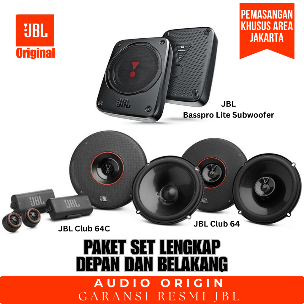 Paket Set Lengkap JBL Speaker dan Subwoofer aktif CLUB 6'5 inch dan BassPro Lite kolong 7 inch