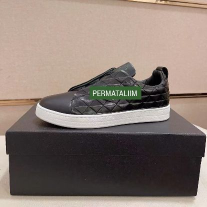 Sepatu Pria Sneaker Hitam Permataliim Cowok Slip On