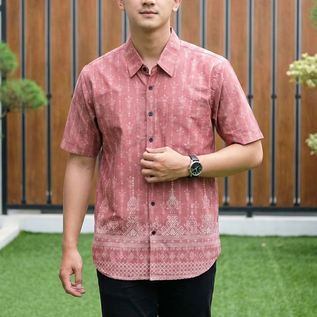Kemeja batik lengan pendek pria/pakaianmuslimpriadewasa/remaja