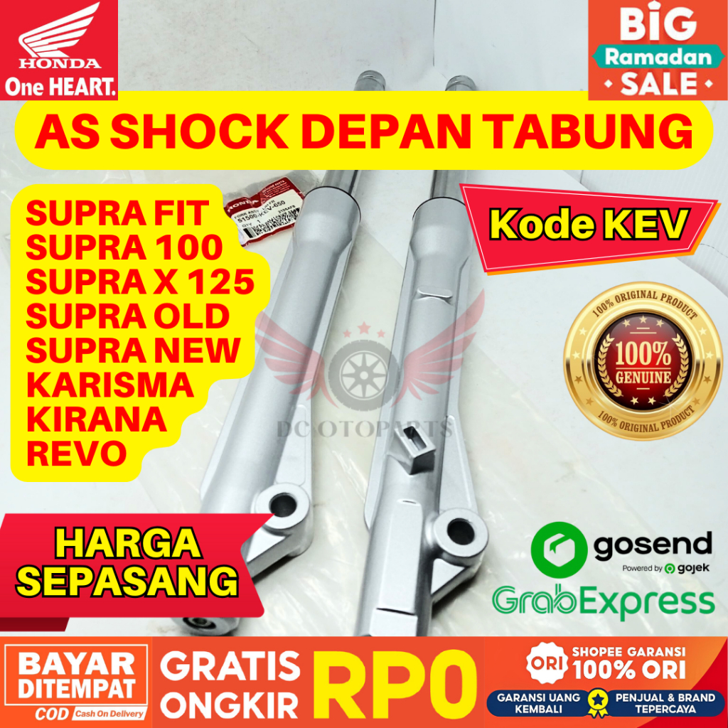 KEV AS SHOCK DEPAN TABUNG SEPASANG KIRI KANAN SUPRA 100 ORIGINAL AHM HONDA, AS SHOCK DEPAN TABUNG SU